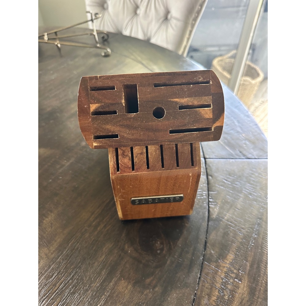 Sabatier Acacia Wood Knife Block Universal Kitchen‎ Cutlery Storage Organizer